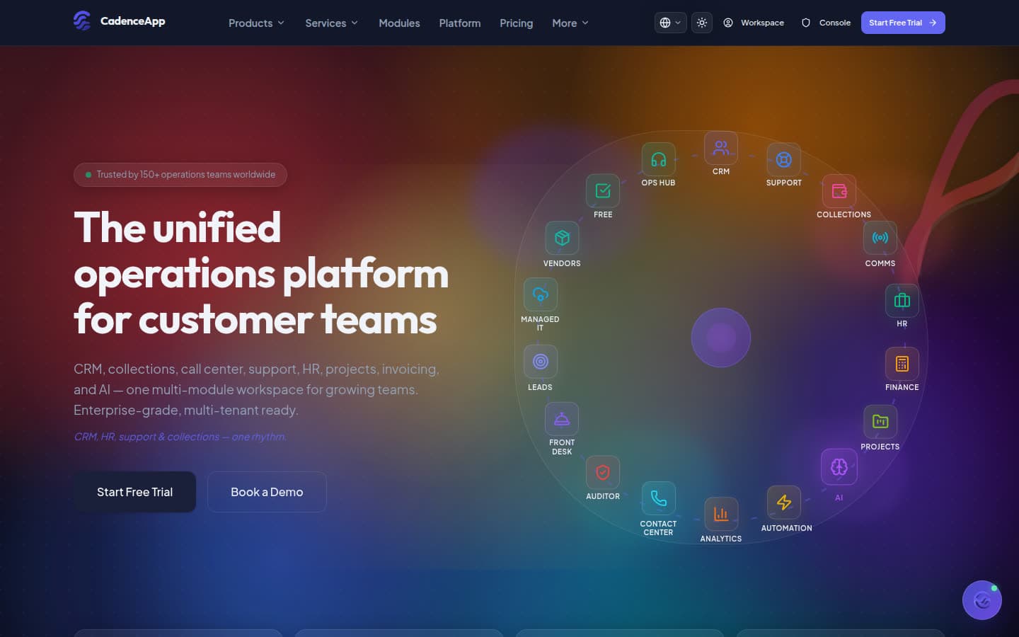 CadenceApp home page on a desktop